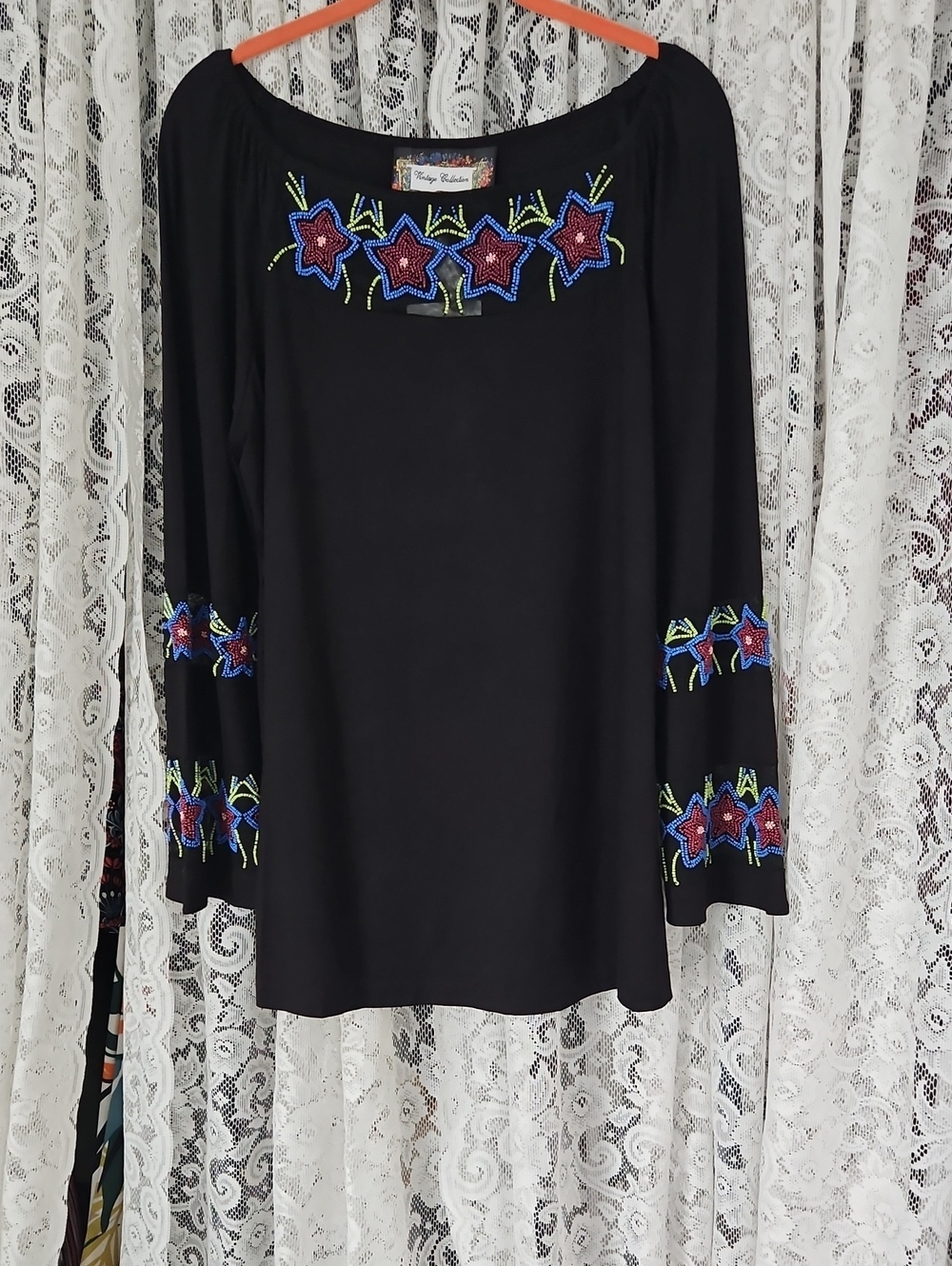NWT Vintage Collection Beaded Black Shirt Size MED